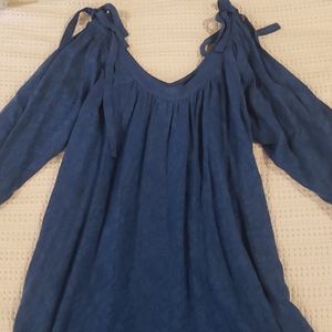 Blue Anthropologie shoulder tie dress